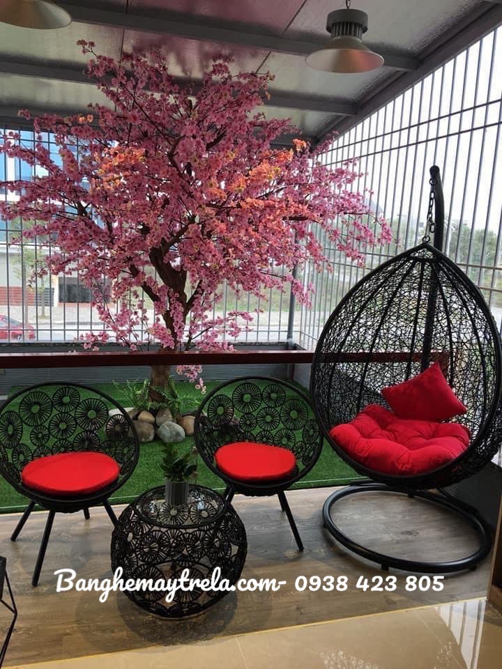 Bàn ghế mây nhựa trang trí ngoại thất